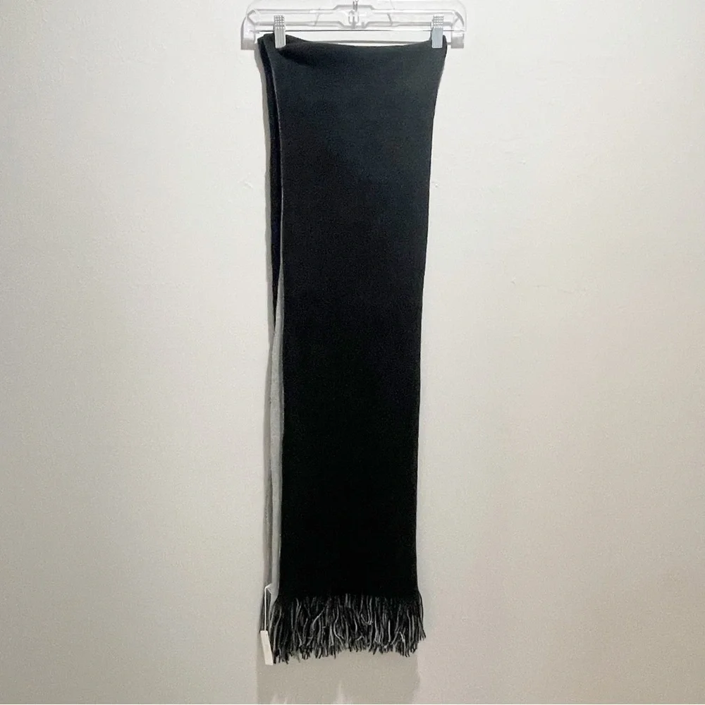 PRETTY PERSUATIONS Women’s Reversible Black Gray Long Fringe Scarf 88” X 24”